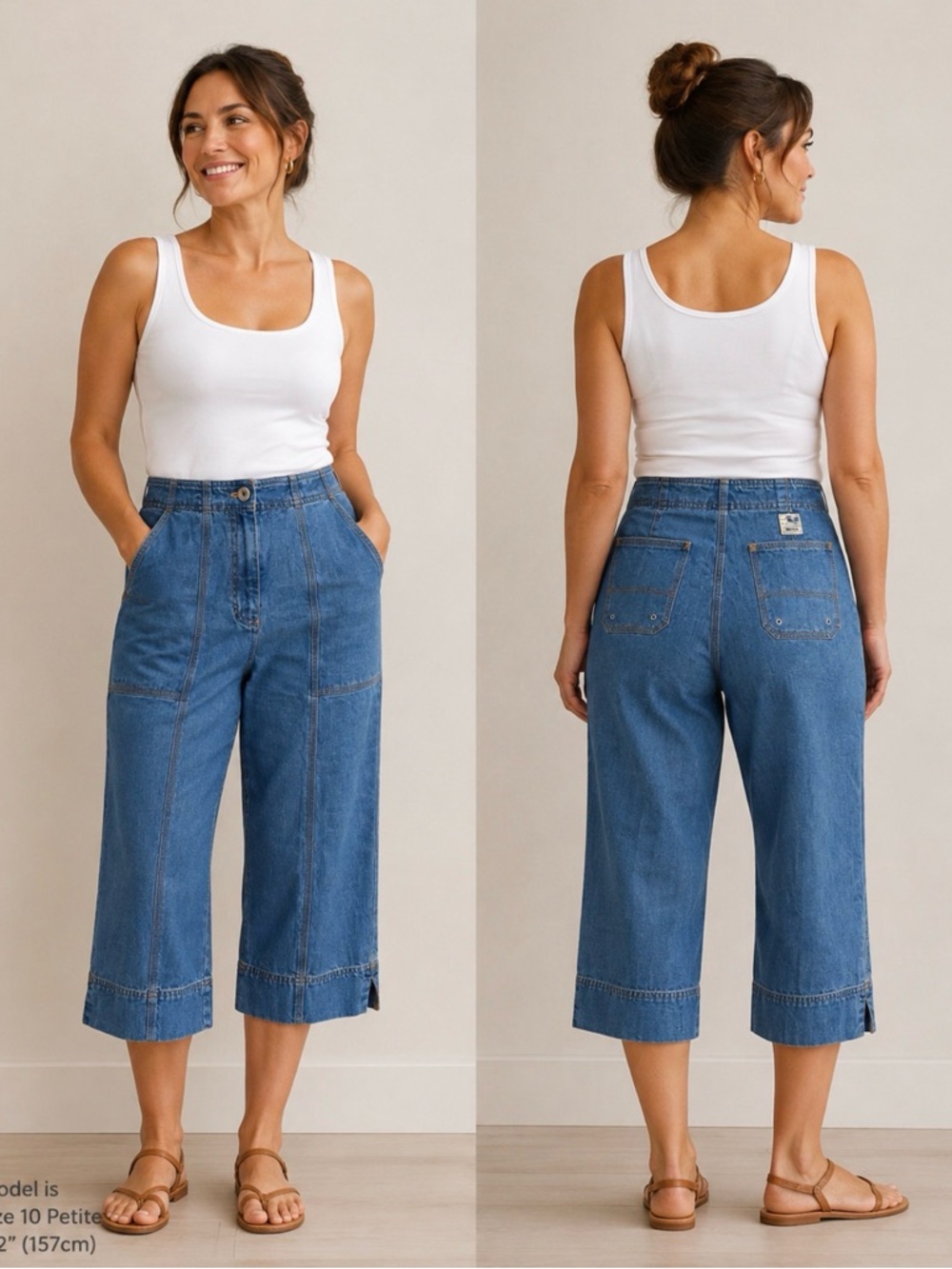 Lauren Ralph Lauren Petite Cargo Crop Jeans ,Utility Capri Y2K Workwear, SZ 10P